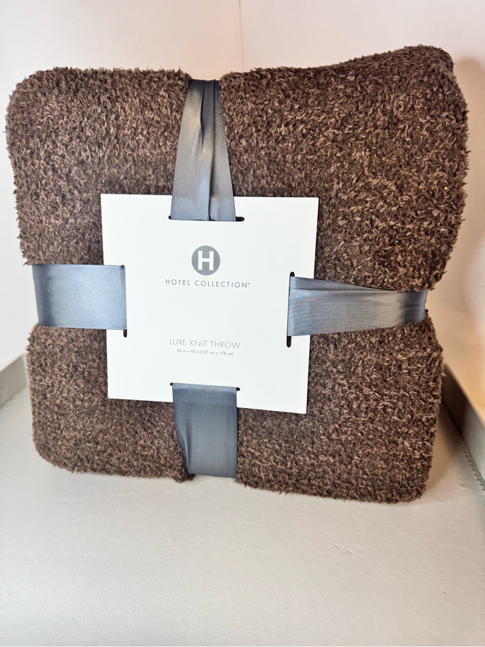 Hotel Collection Luxe Knit Throw - Chocolate - Picture 2 of 7